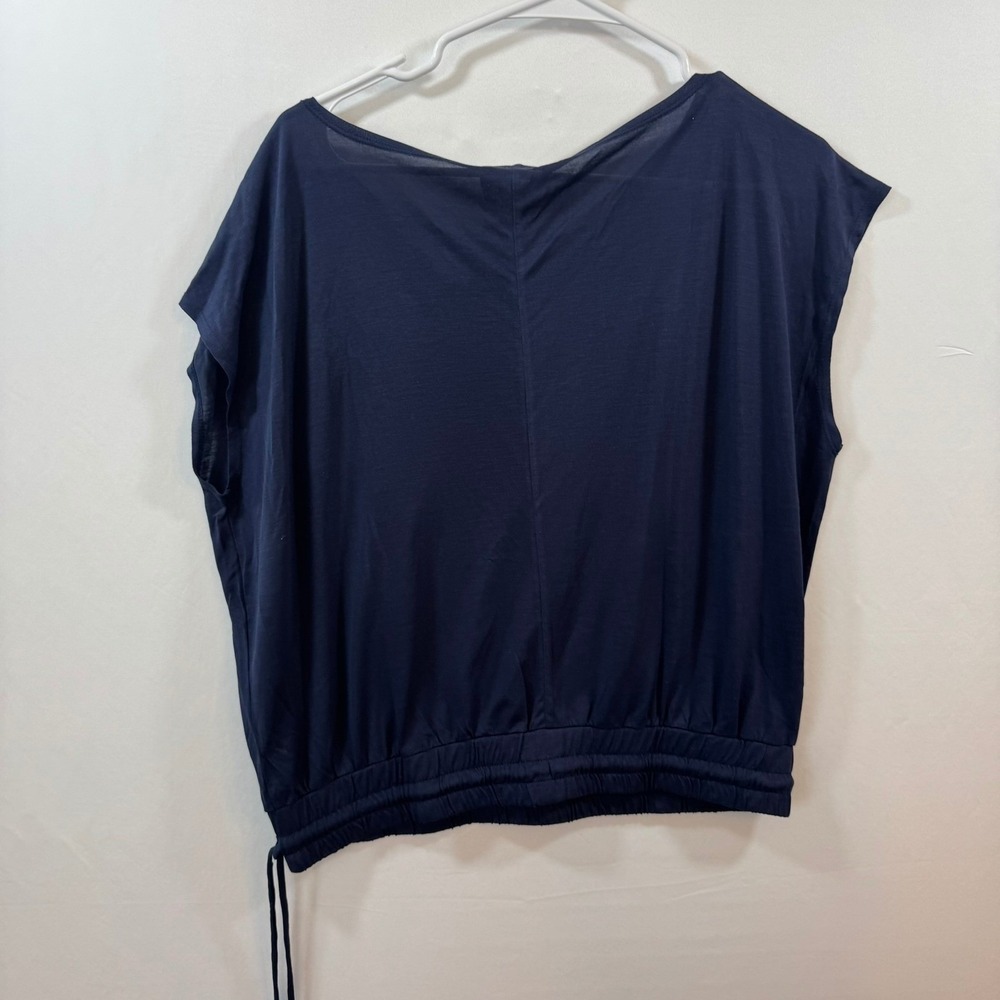 GSTQ Midnight Blue Drawstring Crop Top XL Lyocell TOP-00094 Made in Portugal - Picture 3 of 9
